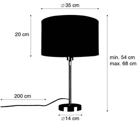 Tafellamp zwart verstelbaar met kap lichtgrijs 35 cm - Parte Design E27 rond Binnenverlichting Lamp