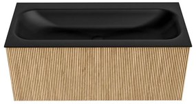 Mondiaz Kurve 100cm badmeubel oak met 1 lade en wastafel big medium midden 1 kraangat urban
