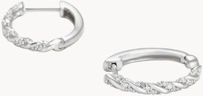 Witgouden oorbellen Créoles Trenzas met diamanten, 0.15 karaat