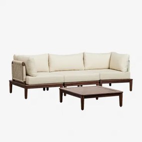 Tuinset Met 3-delige Modulaire Bank, 2 Hoekfauteuils En Salontafel Van Acaciahout Giulia Donker Acaciabruin - Sklum