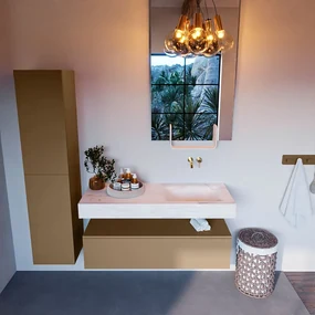 Mondiaz Alan DLux badmeubel 120cm oro 1 lade met wastafel ostra rechts zonder kraangat
