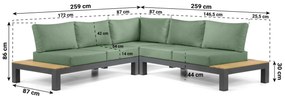 Loungeset 5 personen Aluminium/Teak Grijs Lifestyle Garden Furniture Vittoria