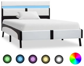 vidaXL Bedframe met LED kunstleer wit en zwart 90x200 cm