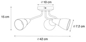 Klassieke plafondspot goud met mat glas rond 3-lichts - Madi
