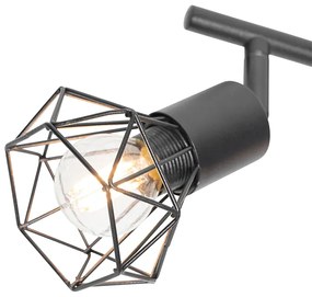 Spot / Opbouwspot / Plafondspot zwart met hout draai- en kantelbaar 3-lichts - Mosh Industriele / Industrie / Industrial E14 Binnenverlichting Lamp