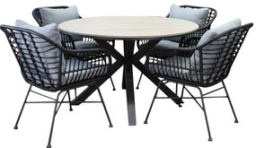 Margriet Edison dining tuinset 122x74H cm rond 5 delig polywood