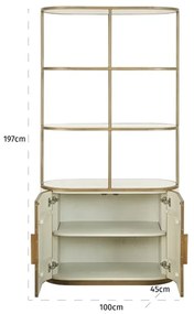 Richmond Interiors Tivoli Open Wandkast Beige Goud - 100x45x197cm.
