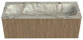 Mondiaz Kurve-dlux 120cm badmeubel dusk met 1 lade en wastafel big large midden 2 kraangaten glace