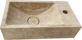 Saniclear White Travertin fontein met kraangat rechts 39x22x10cm