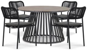 Tuinset Ronde Tuintafel 4 personen 125 cm Aluminium/rope Grijs  Coco Penya/Sorrento