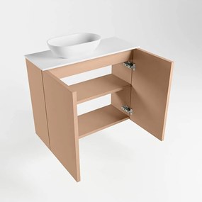 Mondiaz Fowy toiletmeubel 60cm rosee met witte waskom links zonder kraangat