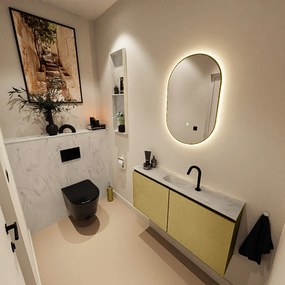 Mondiaz Ture DLux toiletmeubel 100cm oro met wastafel opalo midden met kraangat