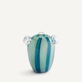 Vaas in handgeblazen glas met 3 bellen, H20,5 cm, Celis