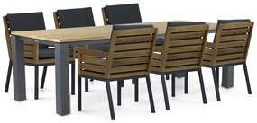 Tuinset 6 personen 240 cm Aluminium/teak Old teak greywash Lifestyle Garden Furniture Dakota/Riviera