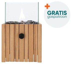 Cosiscoop Timber teak - gaslantaarn met gratis gaspatroon - vierkant