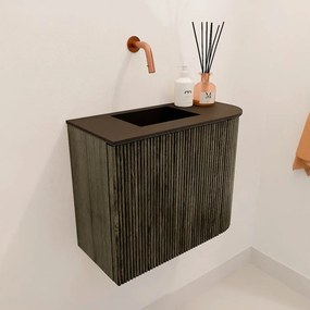 Mondiaz Joya 50cm toiletmeubel ronding rechts shadow met wastafel faye links zonder kraangat urban