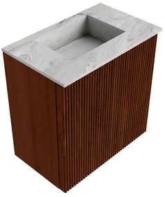 Mondiaz Joya DLux 40cm toiletmeubel ruby met wastafel faye midden zonder kraangat glace
