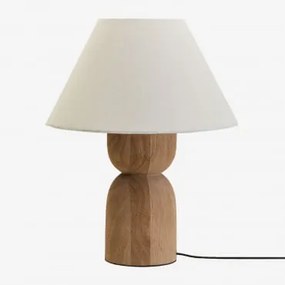 Diniz Mangohouten Tafellamp ↑30 Cm & Wit Ø40 Cm Menorca - Sklum