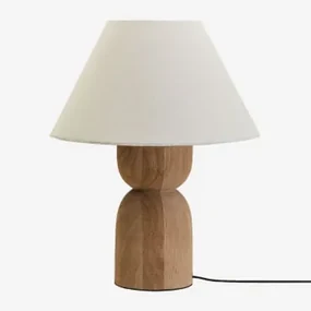 Diniz Mangohouten Tafellamp ↑30 Cm & Wit Ø40 Cm Menorca - Sklum