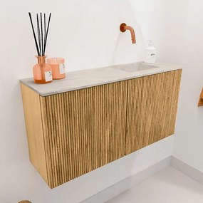 Mondiaz Joya DLux 80cm toiletmeubel oak met wastafel faye rechts zonder kraangat ostra