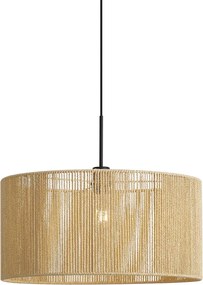 Hanglamp zwart met beige papieren touw kap 50/50/25 - Combi 1