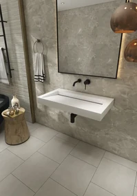 Saniclear Hoya solid surface wastafel 80x45,5cm zonder kraangat mat wit