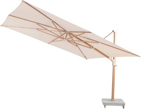 4 Seasons Outdoor Finca parasol met Wood look frame en zand doek 400 x 300 cm Parasol   beige weerbestendig
