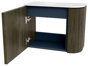 Mondiaz Joya 50cm toiletmeubel ronding rechts shadow met wastafel faye links zonder kraangat talc