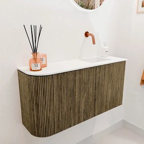 Mondiaz Joya 80cm toiletmeubel ronding links dusk met wastafel faye rechts zonder kraangat talc