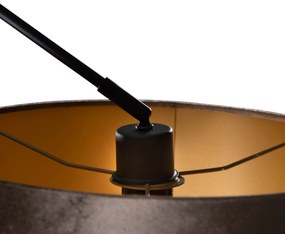 Hanglamp zwart met velours kap bruin 35cm - Blitz Klassiek / Antiek, Modern E27 rond Binnenverlichting Lamp