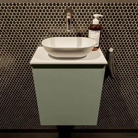 Mondiaz Fowy toiletmeubel 40cm army met witte waskom midden zonder kraangat