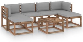 vidaXL 7-delige Loungeset pallet met kussens geïmpregneerd grenenhout