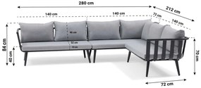 Hoek loungeset 5 personen Aluminium Grijs  De Laan Projects