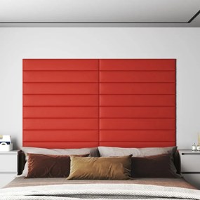 vidaXL Wandpanelen 12 st 1,62 m² 90x15 cm kunstleer rood