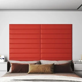 vidaXL Wandpanelen 12 st 1,62 m² 90x15 cm kunstleer rood