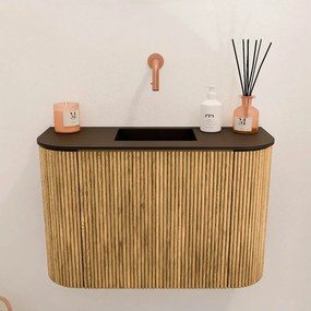 Mondiaz Joya 65cm toiletmeubel ronding links/rechts oak met wastafel faye midden zonder kraangat urban
