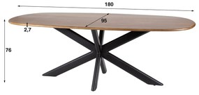 Ovale Eettafel Mangohout Zandkleur 180 Cm - 180 X 95cm.