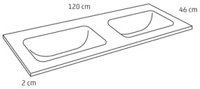 Differnz Reno dubbele wastafel 120x46cm wit