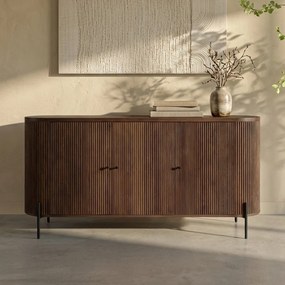 Ovaal Dressoir Hout Met Ribbels - 160x40x80cm.