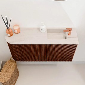 Mondiaz Joya DLux 80cm toiletmeubel ronding links ruby met wastafel faye rechts 1 kraangat meli