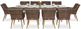 Exclusieve dining tuinset met grote tafel Córdoba voor 10 personen Garden Point bruin