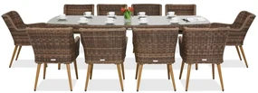 Exclusieve dining tuinset met grote tafel Córdoba voor 10 personen Garden Point bruin