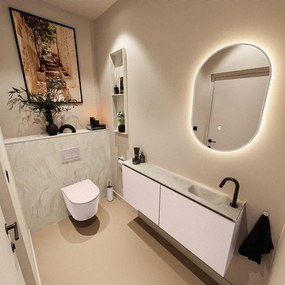 MONDIAZ TURE-DLUX 120cm toiletmeubel Rosee. EDEN wastafel Ostra positie rechts. Met 1 kraangat. TUREDX120ROSR1OST