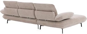 Goossens Excellent Bank Leandro wit, stof, 2,5-zits, modern design met chaise longue links