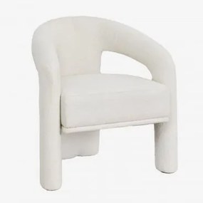 Set Van 4 Gestoffeerde Eetkamerstoelen Greca Bouclé Wit - Sklum