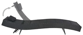 vidaXL Ligbed poly rattan en textileen zwart
