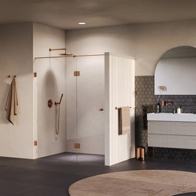 Brauer Void Carving profielloze nisdeur 150cm met draaideur 70cm aan glas koper geborsteld PVD