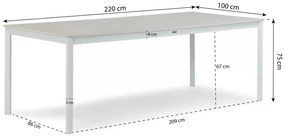 Dining Tuintafel   220 x 100 cm Aluminium Wit  Como