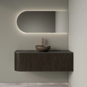 Gliss Design Alluro badmeubel ribbelfront met ronding links 120cm charcoal en zwart leisteen toppaneel