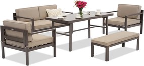 Porto Apetito 4 tuinset met bank bruin Garden Point